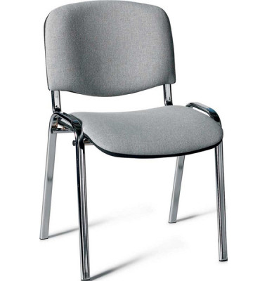 Besucherstuhl Iso, grau / chrom, ohne Armlehnen, 4-Fuß-Gestell