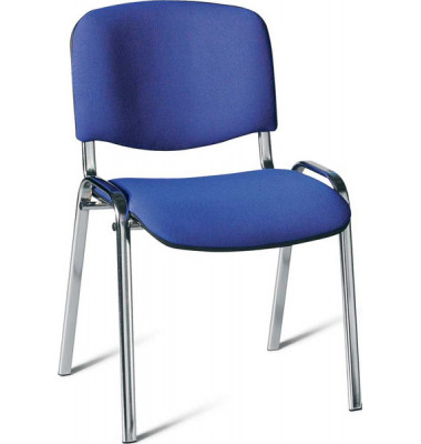 Besucherstuhl Iso, blau / chrom, ohne Armlehnen, 4-Fuß-Gestell