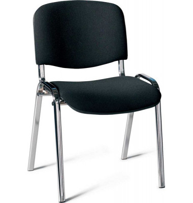 Besucherstuhl Iso, schwarz / chrom, ohne Armlehnen, 4-Fuß-Gestell