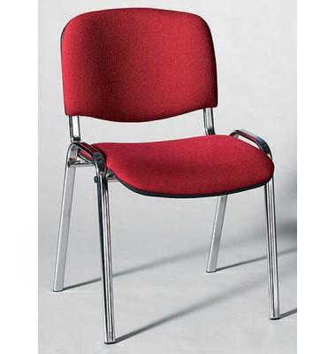 Besucherstuhl Iso, bordeaux / chrom, ohne Armlehnen, 4-Fuß-Gestell