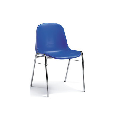 Stapelstühle blau 209354 ergonomische Sitzschale Chromgestell