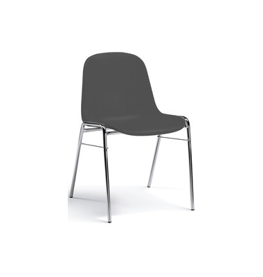 Stapelstühle grau 209355 ergonomische Sitzschale Chromgestell