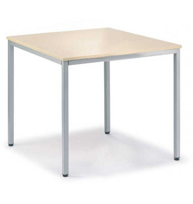 Besprechungstisch Deskin-Line, 72cm (H), 80x80cm (BxT), 4 Personen, quadratisch, ahorn / silber