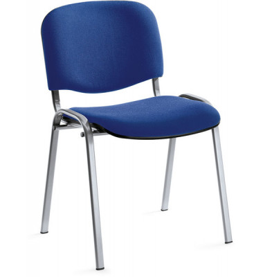 Besucherstuhl Iso, blau / silber, ohne Armlehnen, 4-Fuß-Gestell