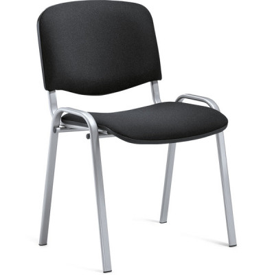 Besucherstuhl ISO, schwarz / silber, ohne Armlehnen, 4-Fuß-Gestell