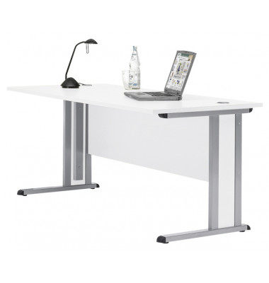 Schreibtisch Basic MULTI M, 74cm (H), 160x80cm (BxT), rechteckig, weiß / anthrazit