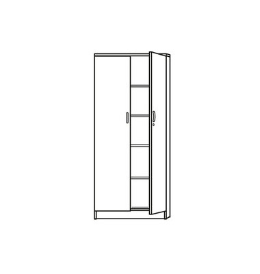Aktenschrank MULTI M 269599, Holz abschließbar, 6 OH, 80 x 220 x 42 cm, weiß
