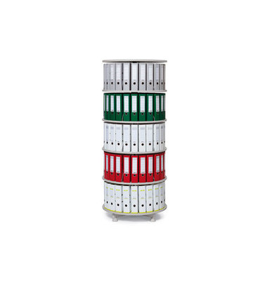 Ordnerdrehsäule 269958 lichtgrau, 5 Etagen, 120 Ordner, 193x80cm (HxØ)