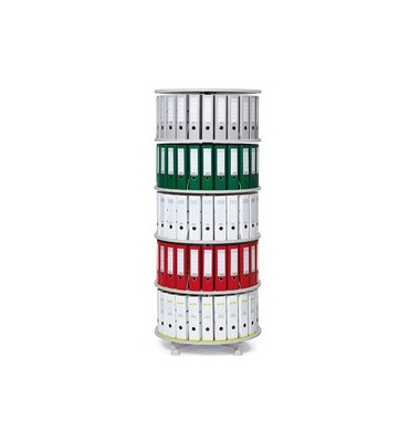 Ordnerdrehsäule 269959 lichtgrau, 6 Etagen, 144 Ordner, 229x80cm (HxØ)