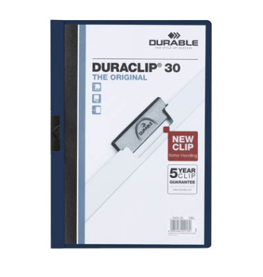 Klemmhefter DURACLIP 30 2200-28, A4, für ca. 30 Blatt, Kunststoff, blau