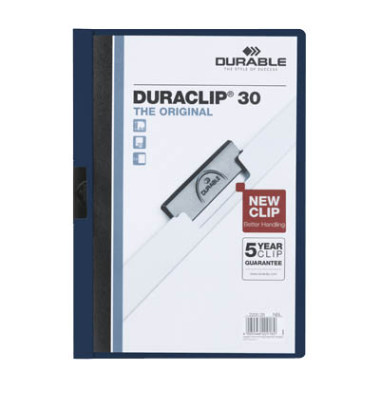 Klemmhefter DURACLIP 30 220028, A4 blau, für ca. 30 Blatt, Polyvinylchlorid (PVC)