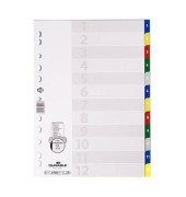 Kunststoffregister mit farbigen Taben 675027, 1 bis 12, A4, 120µm, farbige Taben, 12-teilig