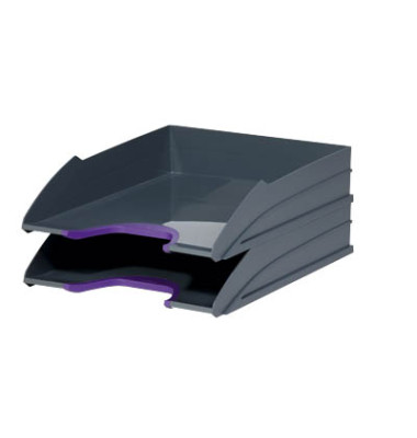 Briefablage Varicolor Tray-Set 7702-12 A4 / C4 grau Kunststoff stapelbar 2 Stück lila Greifzonen