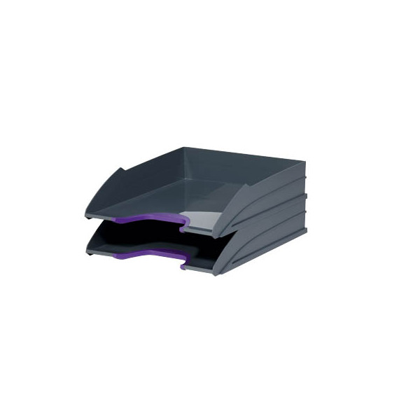 4005546702131 - Briefablage Varicolor Tray-Set 7702-12 A4 C4 grau Kunststoff stapelbar 2 Stück lila Greifzonen 4005546702131 - Briefablage Varicolor Tray-Set 7702-12 A4 C4 grau Kunststoff stapelbar 2 Stück lila Greifzonen