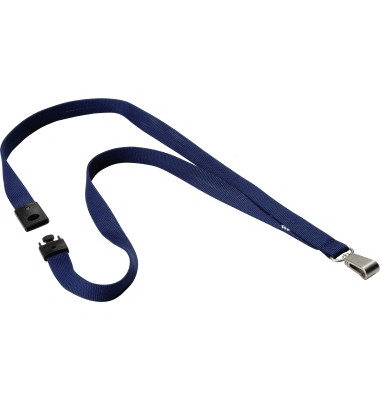 Textilband 15 mm f&uuml;r Namensschilder nachtblau, mit 12 mm Karabinerhaken