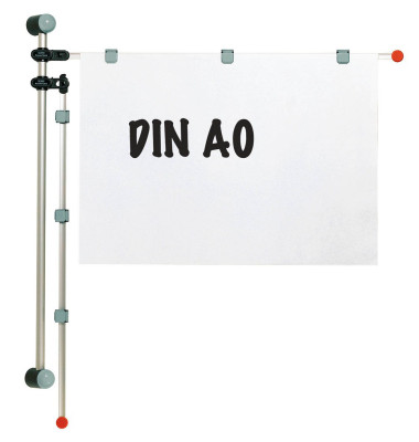 Planhalter Wandpresenter grau 2Alu Arm + 3 Mag.Clip