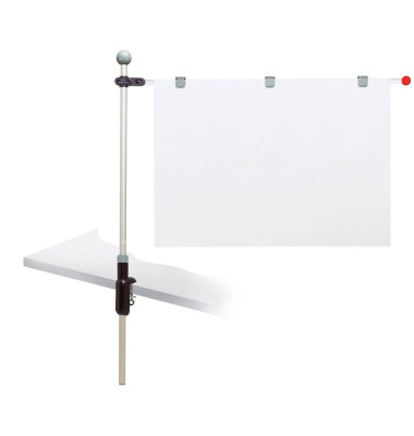 Planhalter Tischpresenter grau 1Alu-Arm + 3 Mag.Clip