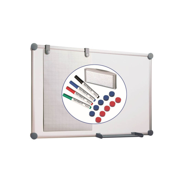 4002390023412 - Whiteboard 2000 MAULpro 120 x 90cm kunststoffbeschichtet Aluminiumrahmen inkl Marker   Magnete + Schwamm 4002390023412 Maul