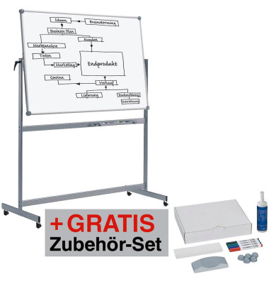 Whiteboard MAULpro Mobil 210 x 100cm kunststoffbeschichtet Aluminiumrahmen drehbar beidseitig