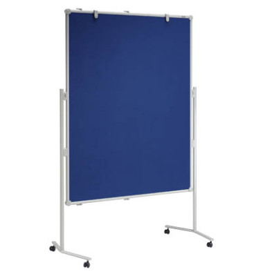 Moderationstafel Professional, 120x150cm, Textil + Textil (beidseitig), pinnbar, mit Rollen, blau + blau