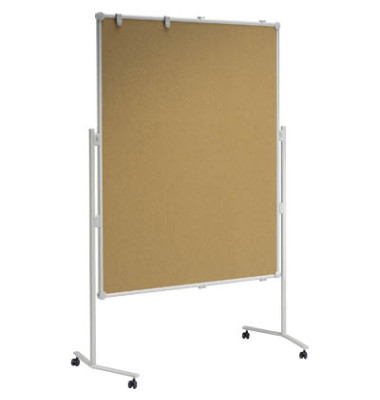 Moderationstafel Professional 63805-82, 120x150cm, Kork + Kork (beidseitig), pinnbar, mit Rollen, braun + braun
