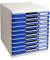 Schubladenbox Modulo 302003D lichtgrau/blau 10 Schubladen geschlossen