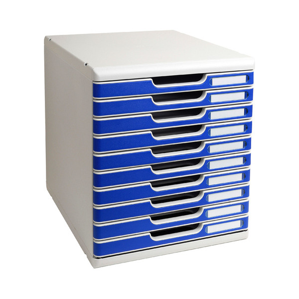 9002493023949 - Schubladenbox Modulo 302003D lichtgrau blau 10 Schubladen geschlossen 9002493023949 Exacompta