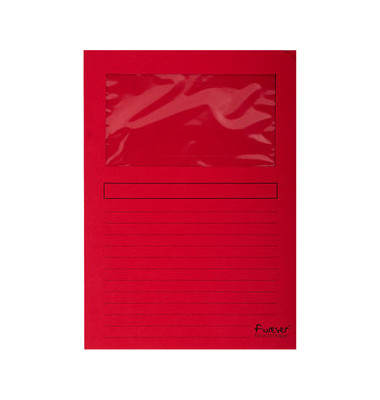 Sichtmappe Forever 5010 A4 120g Papier rot für lose Blätter mit Sichtfenster