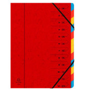 Ordnungsmappe 54125E, 1-12, rot, A4, 12 F&auml;cher