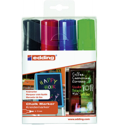 Windowmarker Kreidemarker, 4090-4999, Etui, 4-farbig sortiert, 4-15mm, Keilspitze