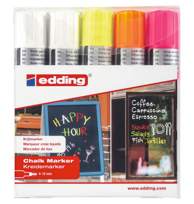 Kreidemarker-Set Kreidemarker, 4090-5999, Etui, 4-farbig sortiert, 4-15mm, Keilspitze