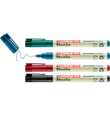Permanentmarker 25 EcoLine, 25/4, Pack, 4-farbig sortiert, 1mm Rundspitze