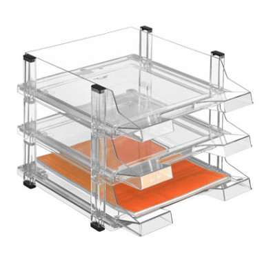 Briefablageset H61013 A4 / C4 glasklar 3 Körbe Briefablageset H61013 A4 / C4 glasklar 3 Körbe