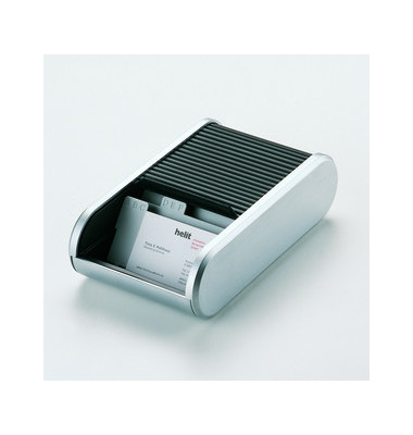 Visitenkartenbox f. 300 Karten silber Visitenkartenbox f. 300 Karten silber