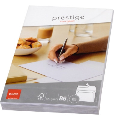 Briefumschlag Prestige 7039612, B6, ohne Fenster, haftklebend, 120g, weiß