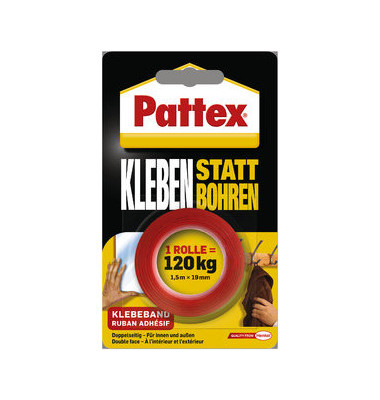 Montageband Kleben statt Bohren weiß 19mm x1,5m bis 120Kg