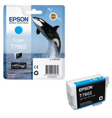 Druckerpatrone T7602 C13T76024010 (T7602), cyan, ca. 2200 Seiten