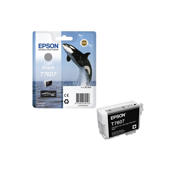 Epson Druckerpatrone T7607 C13T76074010 (kompatibel zu Epson T7607), schwarz hell, ca. 1000 Seiten 8715946539126 Epson