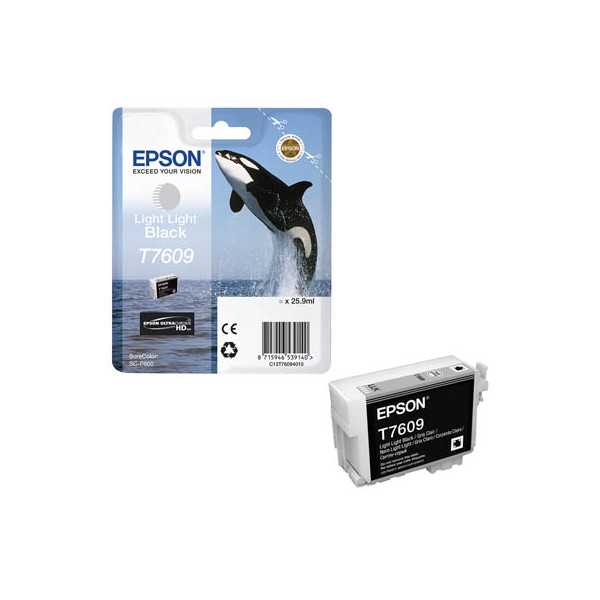 Epson Druckerpatrone T7609 C13T76094010 (kompatibel zu Epson T7609), schwarz hell, ca. 1200 Seiten 8715946539140 Epson