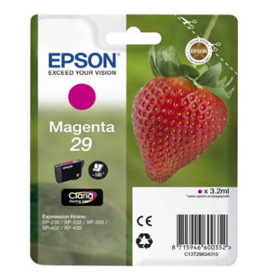 Druckerpatrone 29 / T2983 C13T29834012 (29), magenta, ca. 175 Seiten