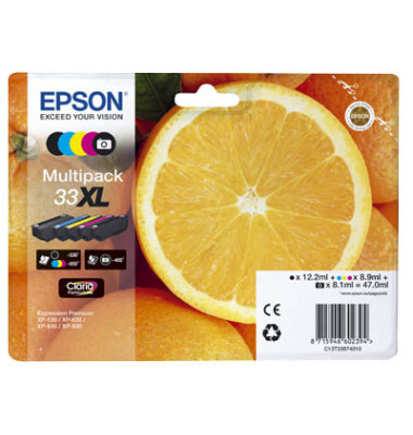 Druckerpatrone Nr. 33XL C13T33574011 (kompatibel zu Epson  33XL), schwarz/cyan/magenta/gelb/fotoschwarz, ca. 530 Seiten schwarz,