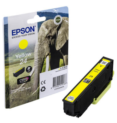 Druckerpatrone 24 / T2424 C13T24244012 (24), gelb, ca. 360 Seiten