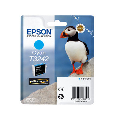 Druckerpatrone T3242 C13T32424010 (kompatibel zu Epson T3242), cyan, ca. 980 Seiten