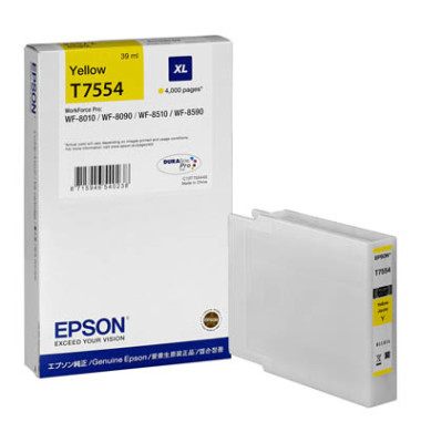 Tintenpatrone T7554 XL yellow für WorkForce WF-8010DW, WF-8090DW,