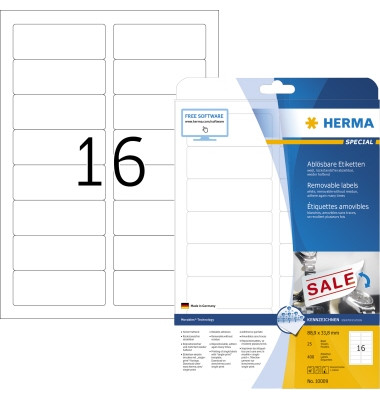 Etiketten Special 10009, weiß 88,9x33,8mm, rechteckig, 