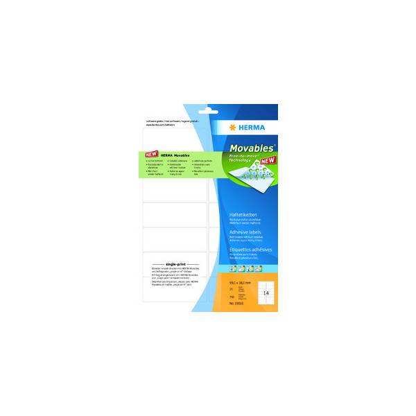 4008705100168 - 10016 Adressetiketten 991 x 381 mm weiß repositionierbar 4008705100168 10016 25 Blatt