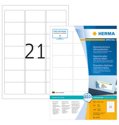 Etiketten Special 10301, weiß 63,5x38,1mm, rechteckig, 