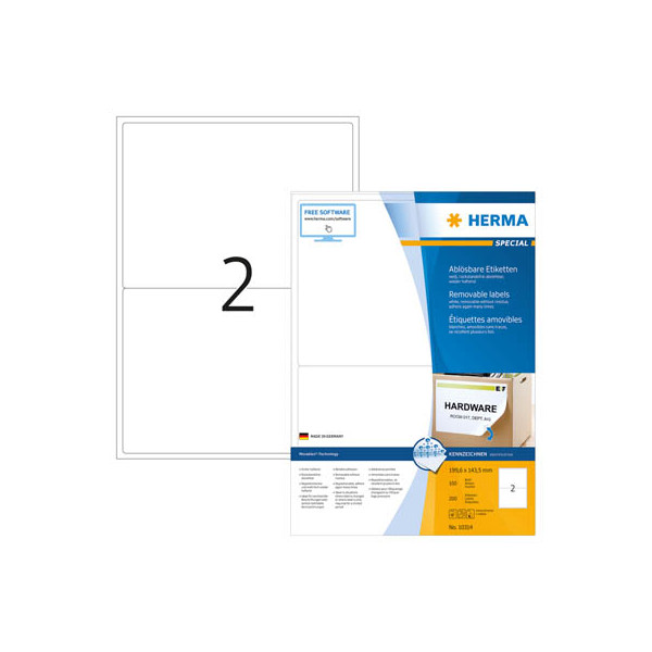 4008705103145 - Adressetiketten Special Nr 10314 1996 x 1435 mm selbstklebend ablösbar bedruckbar weiß 200 Stück auf 100 Blatt