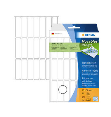 Etiketten Movables 10606, weiß 13x50mm, rechteckig, 