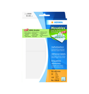 Etiketten Movables 10618, wei&szlig;, 52x82mm, rechteckig